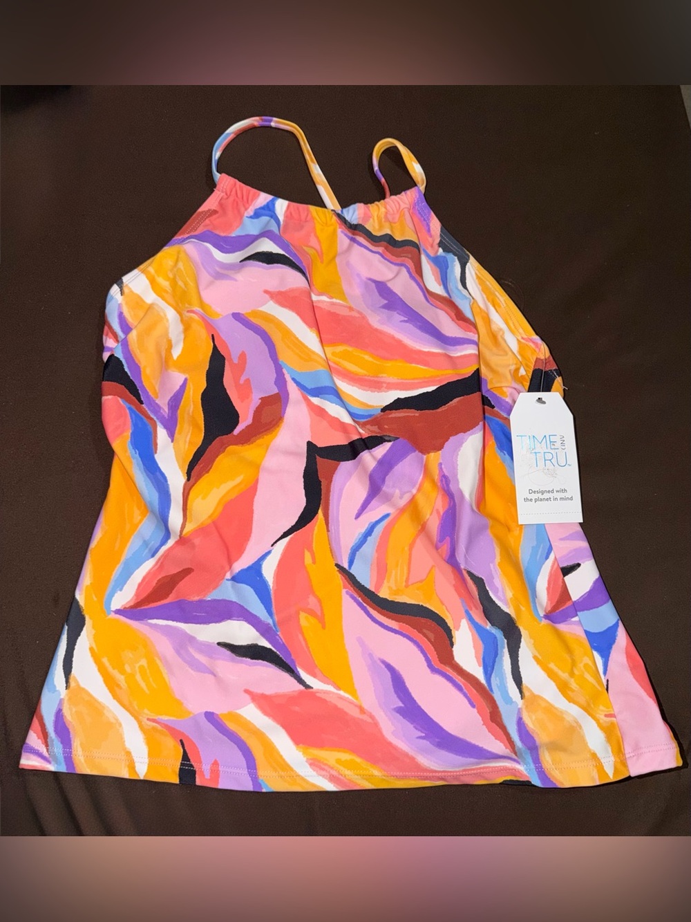 NWT. Tankini Top - Multicolor Abstract Print